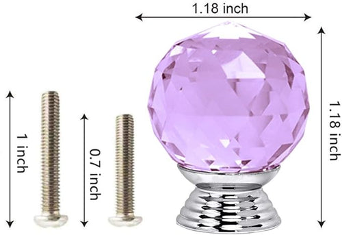 12 Pcs 30mm Round Shape Crystal Glass Cabinet Knobs with Screws Drawer Knob Pull Handle Used for Kitchen, Dresser, Door, Cupboard(Purple)
