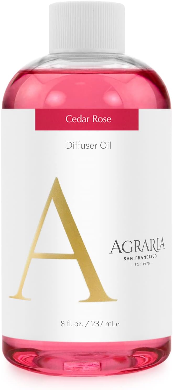 AGRARIA Reed Diffuser Refill, Scented Oil Home Fragrance, Reed Oil Diffuser Gift Set for All Occasions, Cedar Rose