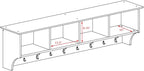 Prepac 60" Contemporary Wall Mounted Coat Rack, Coat Hooks Wall Mount with 4 Shelves, Ideal for Hallway or Entryway Storage Solution, 11.5"D x 60"W x 16.5"H, White