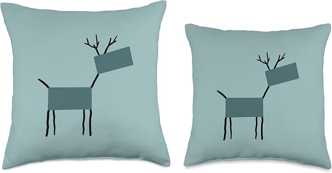 Cute Scandinavian Animals Designs Chic Deer Moose Scandinavian Elk Minimalism Reindeer Throw Pillow, 16x16, Multicolor