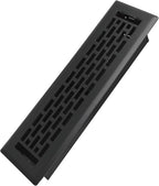2x12 Inches Heavy Duty Walkable Floor Register - Easy Adjust Air Supply Lever Decorative Floor Vent Covers - Boston Design Vent Covers for Home - Matte Black
