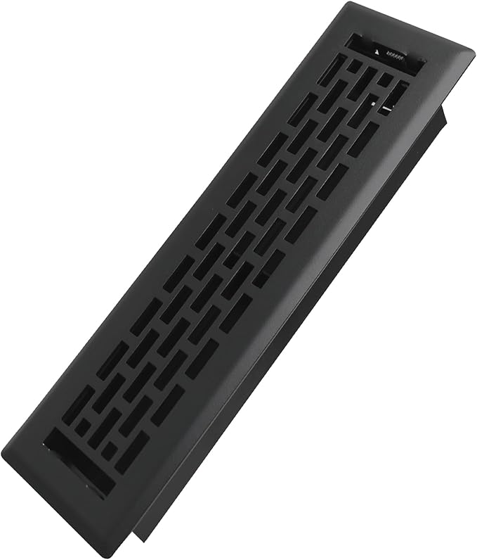 2x12 Inches Heavy Duty Walkable Floor Register - Easy Adjust Air Supply Lever Decorative Floor Vent Covers - Boston Design Vent Covers for Home - Matte Black