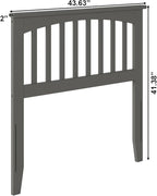 AFI, Mission Twin Solid Wood Headboard with Attachable Charger, Grey