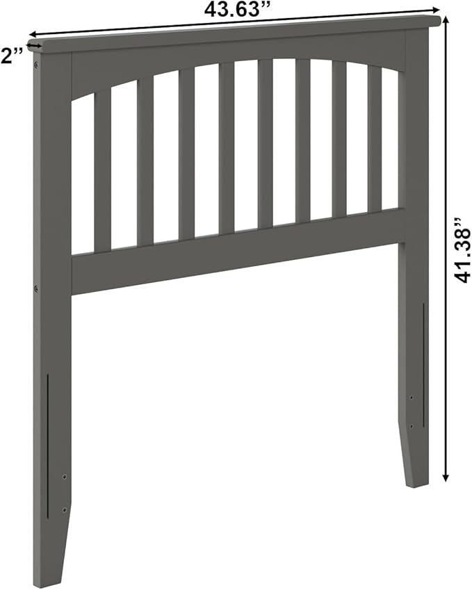 AFI, Mission Twin Solid Wood Headboard with Attachable Charger, Grey