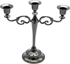 Black Candelabra Candle Holders for Pillar Candles 10.6 inch Tall, 5 Candle Candlestick Holder for 1/2-1 inch Taper Candles Halloween Candelabra Decoration Easy Assembly (Black Glossy-3 Arm)