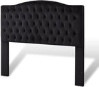 24KF Upholstered Tufted Button Velvet Headboard,Comfortable Fashional Headboard Queen/Full Size,Black