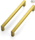 JOY DECOR 4 Pack Cabinet Handles, Gold Cabinet Pulls, 7-1/2 Inch Kitchen Closet Handles Square Drawer Pulls Stainless Steel Drawer Hardware, 192mm Hole Centers