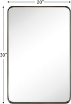 TEHOME 20x30 inch Oil Rubbed Bronze Mirror Dark Bronze Metal Framed Bathroom Mirror for Wall in Stainless Steel Rounded Rectangular Bathroom Vanity Mirrors Wall Mounted