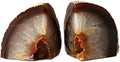 AMOYSTONE Geode Bookends Agate Shelve Decor Crystal Book Ends for Heavy Books Nature Brown with Rubber Bumper(1 Pair, 3-4 LBS)