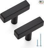 JOY DECOR 60 Pack Single Hole Matte Black Square Cabinet Handles Stainless Steel Cabinet Hardware Pulls for Kitchen and Drawers with 2 Inch Overall Length