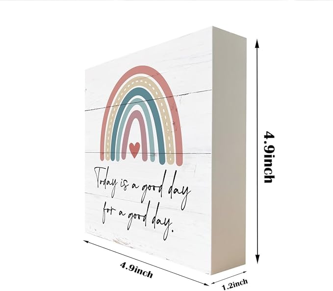 Inspirational Wood Signs, Wooden Box Sign Desk Decor, Positive Thinking Sign, Office Decor, Freestanding Decoration for Home Farmhouse, Housewarming Gift, Today is a Good Day for a Good Day