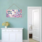 Personalized Name's Pretty Colorful Butterflies Nursery Kid's Children's Girls Bedroom Door Sign Wood Plaque Sign Butterfly Wall Decor Wall Art Decor Decorative Plate