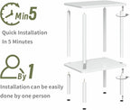 Apicizon 2 Tier End Table, Small Side Table with Solid Wood Legs, Boho Bedside Table with Storage Shelf, Nightstand for Small Spaces, Bedroom, Living Room, Entryway, Farmhouse, Easy Assembly, White