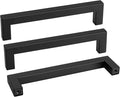 goldenwarm 200 Pack 6-1/4 Inch Black Cabinet Handles Matte Black Drawer Pulls Stainless Steel Cabinets Hardware Square Bar Modern for Kitchen Bathroom Cupboard