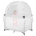 Baby Pack N Play Tent, Pack and Play Canopy to Keep Baby in, Portable Crib Net for Playards, Mini Crib Tent with See Through Mesh, Easy Installation and Transportation White+stars