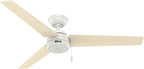 Hunter 52 inch Outdoor or Indoor Ceiling Fan No Light - White Ceiling Fan without Light, For Patio, Porch, Garage, or Living Room, Standard Mount, 3 Blades, Pull Chain - Cassius 59263, Fresh White