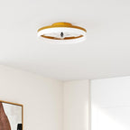 VOLISUN Low Profile Ceiling Fans with Lights and Remote, 19.7in Fandelier Ceiling Fan Flush Mount, 3000K-6500K Smart Bladeless LED Fan Light, Gold Modern Ceiling Fans with Lights for Bedroom