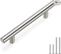 homdiy Kitchen Cabinet Handles Brushed Nickel Drawer Pulls - HD201SN Cabinet Hardware 10Pack 3-1/2in Hole Centers Cabinet Door Handles