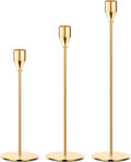 Gold Candle Holders Gold Taper Candle Holder Metal Candle Holder for Wedding, Dinning, Party, Fits 3/4 inch Thick Candle&Led Candles (Set of 3 Pcs)