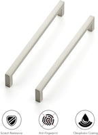 Ravinte 20 Pack Solid 6-1/4 Inch Center to Center Slim Square Bar Drawer Handles - Cabinet Hardware Brushed Nickel Pulls for Kitchen and Drawers