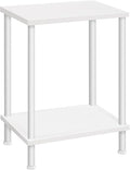 HOOBRO End Table, Small Side Table, Nightstand with 2-Layer Storage Shelves, Sofa Table for Small Spaces, Living Room, Bedroom, Stable Frame, Easy Assembly, White WW09BZ01