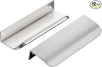 Ravinte Hardware 12 Pack Silver Cabinet Handles, 4.75 Inch (120mm) Finger Edge Pulls, 3.75 Inch Hole Center, Finger Pulls for Cabinets
