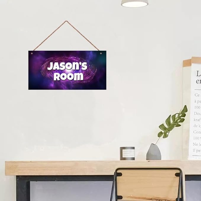 Personalized Sign Outer Space Theme Art Décor For Kids Room Custom Name Universe Door Wall Art Decor For Little Man Cave, Galaxy Nursery Art Plate For Boys Room Girls Bedroom