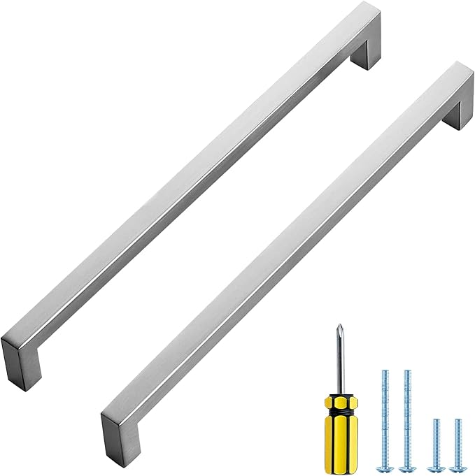 Ravinte 20 Pack Brushed Nickel Kitchen Cabinet Handles 10 Inch Cabinet Pulls Square Kitchen Hardware for Cabinet Drawer Pulls Drawer Handles Come with Screwdriver