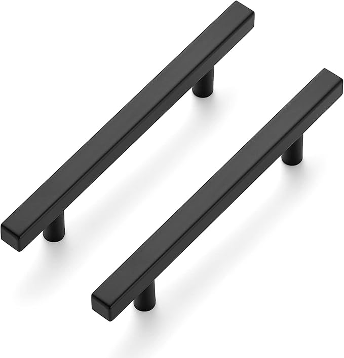 Ravinte Black Cabinet Handles 5 Pack 4-1/2 inch Matte Black Square Cabinet Pulls Kitchen Hardware 7 inch Overall Length Kitchen Drawer Pulls