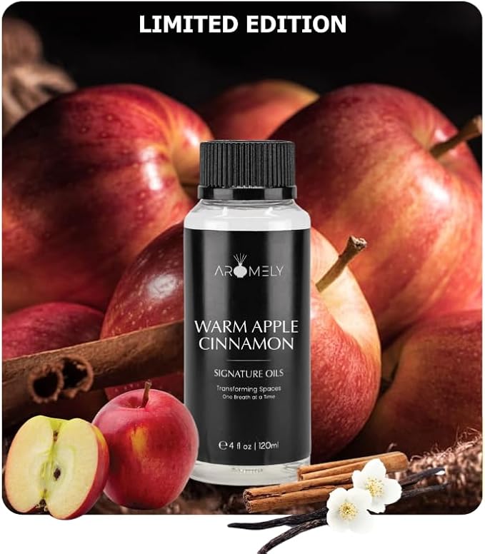 AROMELY Warm Apple Cinnamon Diffuser Oil Blend – Christmas Scents – Signature Diffuser Aroma – Luxurious Fragrance with Notes of Apples, Cinnamon Sugar, Nutmeg, and Amyris. (120ml)
