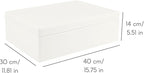XL White Wooden Box Storage with Hinged Lid | 15.8x11.8x5.5in (+-0.5) | Gift Box for Tool Dog Toy Shoes Clothes Kitchen Storage | Wood Keepsake Chest