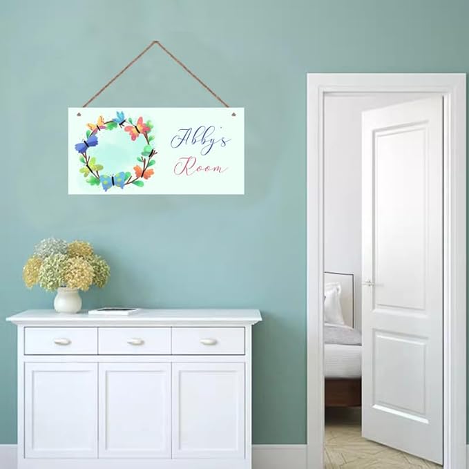 Personalized Sign Butterfly Sign For Girls Room Farmhouse Decor Butterflies Wall Art Home Decor For Kids Room,Custom Name Door Art Decor Decorative Plate for Boys Bedroom