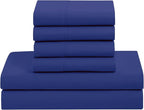 Sweet Home Collection 7 Piece Comforter Set Bag Solid Color All Season Soft Down Alternative Blanket & Luxurious Microfiber Bed Sheets, Royal Blue, Twin XL