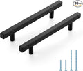 JOY DECOR 10 Pack 5 Inch Matte Black Square Cabinet Handles Stainless Steel Cabinet Hardware Pulls for Kitchen and Drawers with 7-3/8 Inch Overall Length