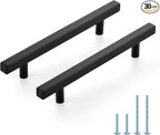 JOY DECOR 30 Pack 5 Inch Matte Black Square Cabinet Handles Stainless Steel Cabinet Hardware Pulls for Kitchen and Drawers with 7-3/8 Inch Overall Length