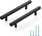 JOY DECOR 45 Pack 5 Inch Matte Black Square Cabinet Handles Stainless Steel Cabinet Hardware Pulls for Kitchen and Drawers with 7-3/8 Inch Overall Length
