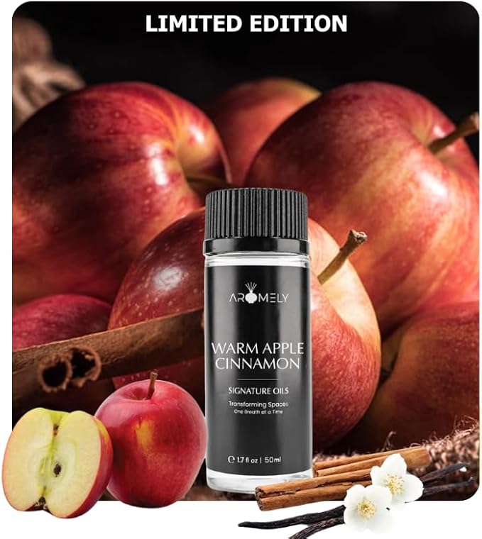 AROMELY Warm Apple Cinnamon Diffuser Oil Blend – Christmas Scents – Signature Diffuser Aroma – Luxurious Fragrance with Notes of Apples, Cinnamon Sugar, Nutmeg, and Amyris. (50ml)