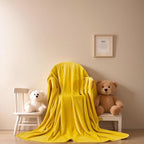 Fleece Blankets for All Season - Premium Lightweight Anti-Static Throw for Queen/Full Size Bed Extra Soft Brush Fabric Warm Sofa Thermal Blanket 90" x 90"(Yellow)