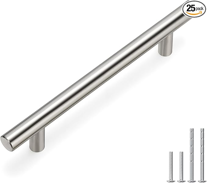 homdiy Cabinet Handles Brushed Nickel Cabinet Pulls - HD201SN Modern Drawer Handles Stainless Steel Cabinet Hardware 4-1/2in Hole Centers Kitchen Cabinet Handles Cupboard Handles