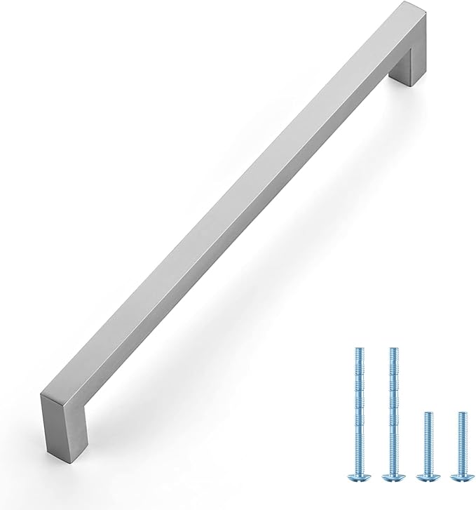Ravinte 1 Pack Brushed Nickel Kitchen Cabinet Handles 10 Inch Cabinet Pulls Square Kitchen Hardware for Cabinet Drawer Pulls Drawer Handles Come with Screwdriver