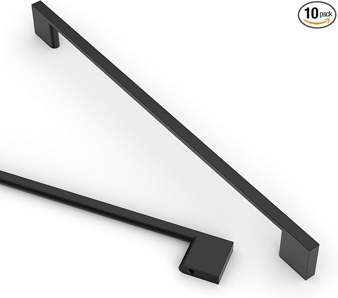 Asidrama 10 Pack 10 Inch(256mm) Matte Black Kitchen Cabinet Handles, Cabinet Pulls Kitchen Cabinet Hardware for Cupboard Drawer Pulls