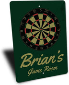 Brian's Game Room Personalized Name Aluminum Metal Sign for Man Cave Wall Decor Entertainment Space Hanging Plaque with Pre-Drilled Holes 12x18 Inch