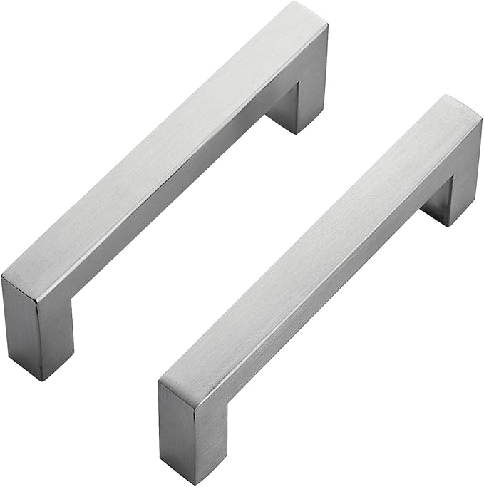 Ravinte 25 Pack Brushed Nickel Kitchen Cabinet Handles 3-3/4 Inch Cabinet Pulls Square Kitchen Hardware for Cabinet Drawer Pulls Drawer Handles Come with Screwdriver