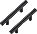 JOY DECOR 45 Pack Cabinet Handles, Black Cabinet Pulls, 3 in Hole Center Kitchen Hardware, Stainless Steel T Bar Handles for Dresser Drawers