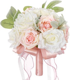Artificial Rose Wedding Bouquets - Ribbon Decor for Bride & Bridesmaid