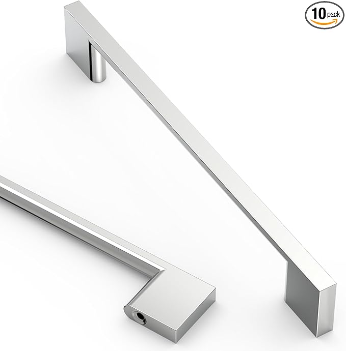 Asidrama 10 Pack 6.3 Inch(160mm) Polished Chrome Kitchen Cabinet Handles, Cabinet Pulls Kitchen Cabinet Hardware for Cupboard Drawer Pulls
