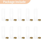 NUPTIO Hurricane Glass Candlestick Holders: 10 Set Bulk Gold Taper Candle Holder Metal Candle Stick Stand with 11.81 inch Tall Windproof Clear Seelves for Outdoor & Indoor Wedding Party Holiday Decor