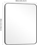 40" x 48"Bathroom Mirror, Matte Black Wall Mirror with Metal Frame, Decorative Rectangular Vanity Mirror for Bedroom Bathroom Living Room Entryway (Horizontal/Vertical)