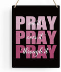Pink And Black Room Decor Black Bathroom Decor Christian Gifts for Women Pink Desk Gift for Women Home Office Living Room Bedroom Inspirational Pray Over It Wooden Sign Wall Art Decor