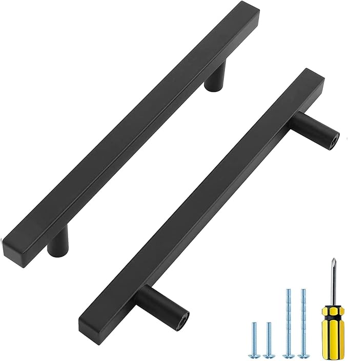 Ravinte Black Cabinet Handles 15 Pack 5 inch Matte Black Square Cabinet Pulls Kitchen Hardware Modern Pulls 7-3/8 inch Overall Length Kitchen Drawer Handles